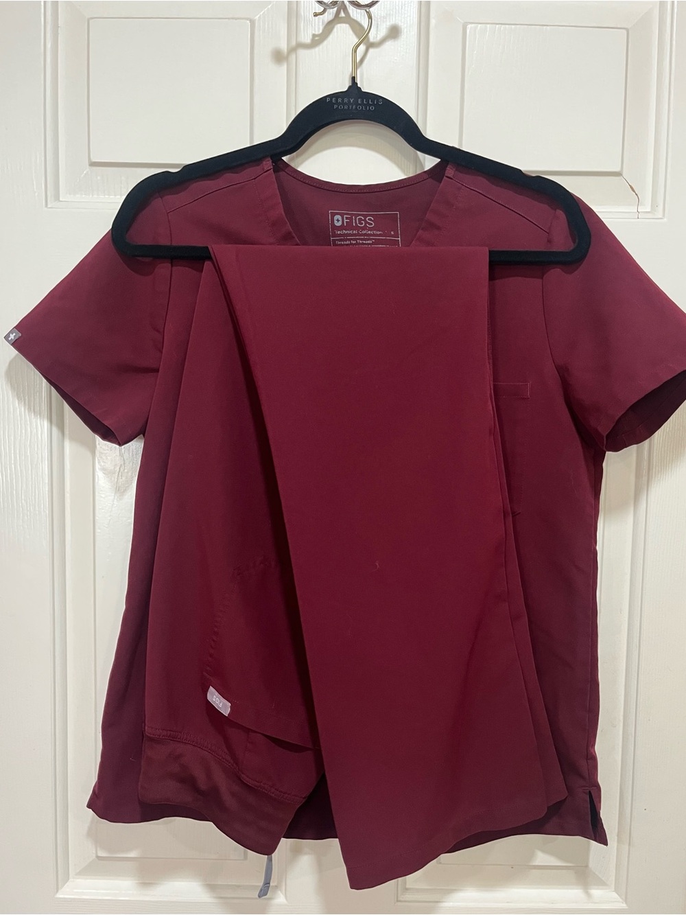 Figs Deep Maroon Scrub Top and Pants